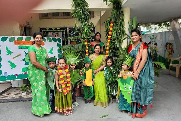 Hariyali Teej festival was celebrated enthusiastically by staff and students at MVM School Indore 2 South Tukoganj.