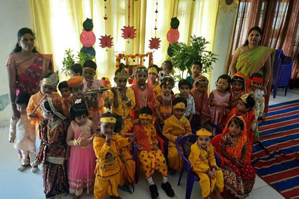Krishna janmashtami celebration was celebrated enthusiastically by staff and students at MVM School Indore 2 South Tukoganj.